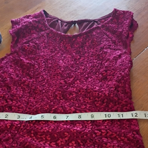Burgundy Sheen Lace Dress By City Studio. Great Boho Vibes. Size Small. - Picture 12 of 15